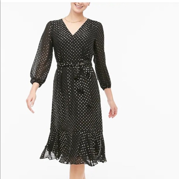 J. Crew Dresses & Skirts - J crew black gold big bow midi holiday dress 16